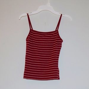 burgundy and white striped tank top